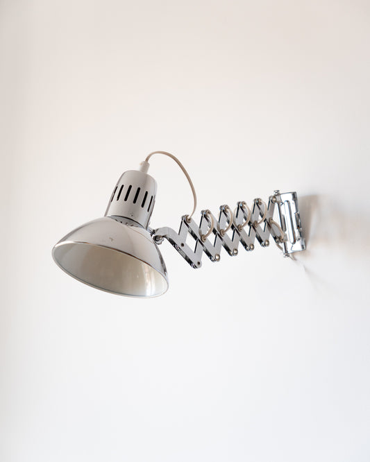 Vintage 1980s IKEA chrome scissor wall lamp – adjustable arm and chrome shade | Vecino Shop