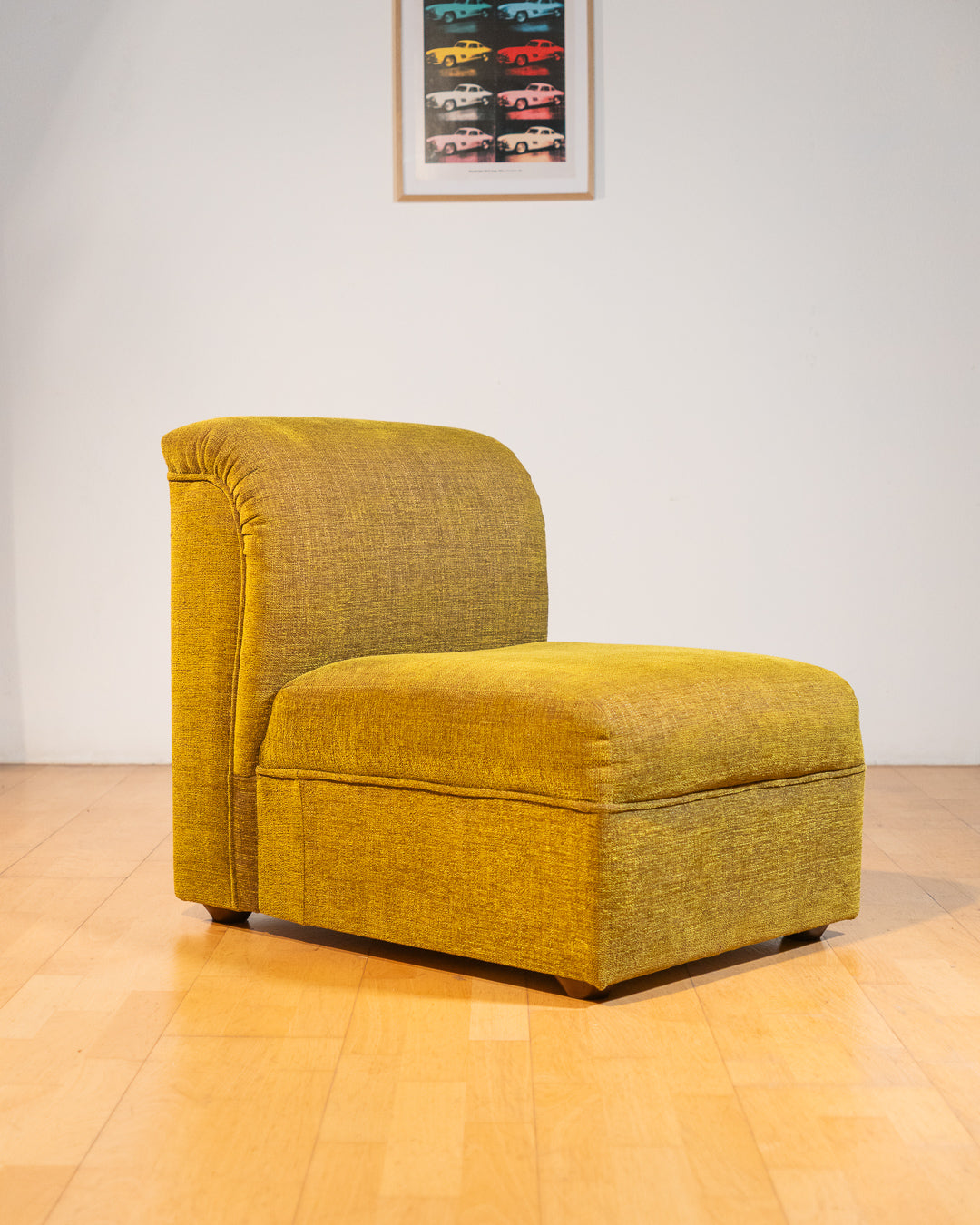 Vintage modular sectional sofa in chartreuse Sheinille fabric. Very good vintage condition, minor age-related wear. Vecino Shop