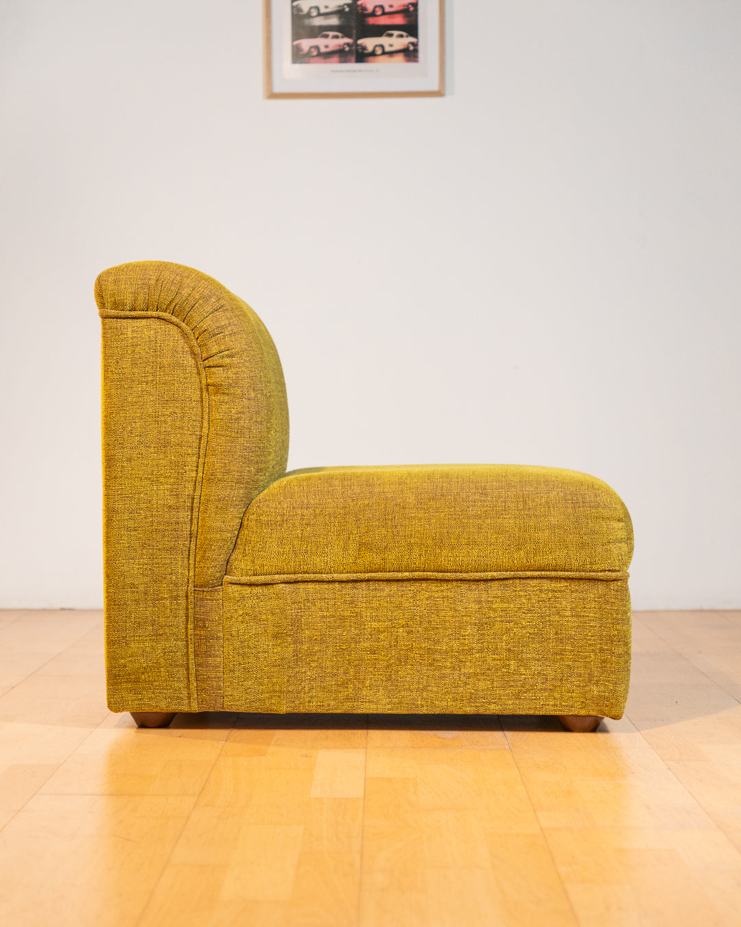 Vintage modular sectional sofa in chartreuse Sheinille fabric. Very good vintage condition, minor age-related wear. Vecino Shop