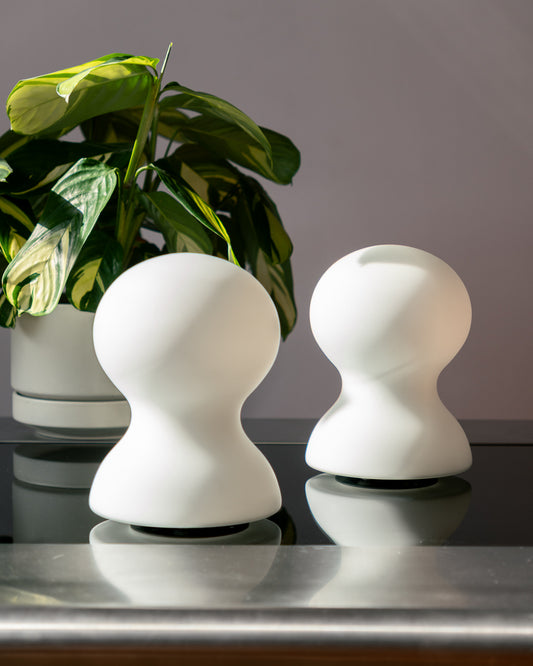 Vintage opaline mushroom table lamp set, mid-century design, excellent condition | Vecino Shop