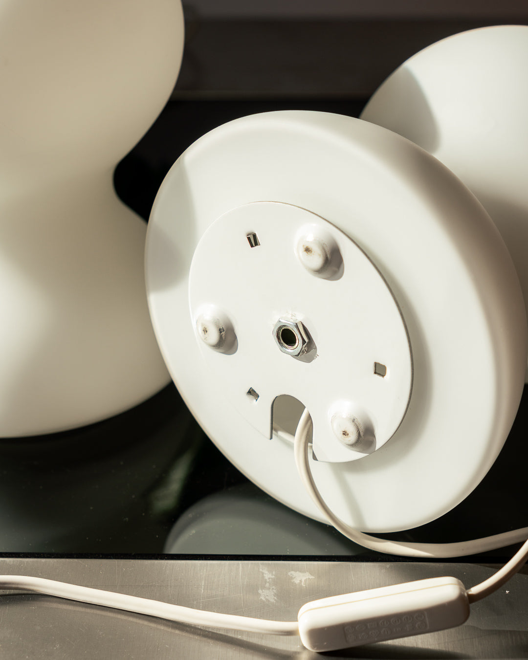 Vintage opaline mushroom table lamp set, mid-century design, excellent condition | Vecino Shop