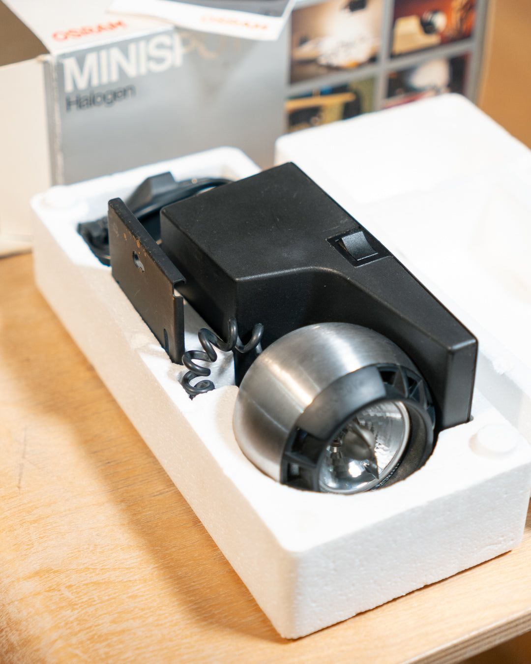 Rare 1970s Osram Minispot halogen lamp designed by Dieter Witte, iconic Space Age vintage lighting. Vecino Shop