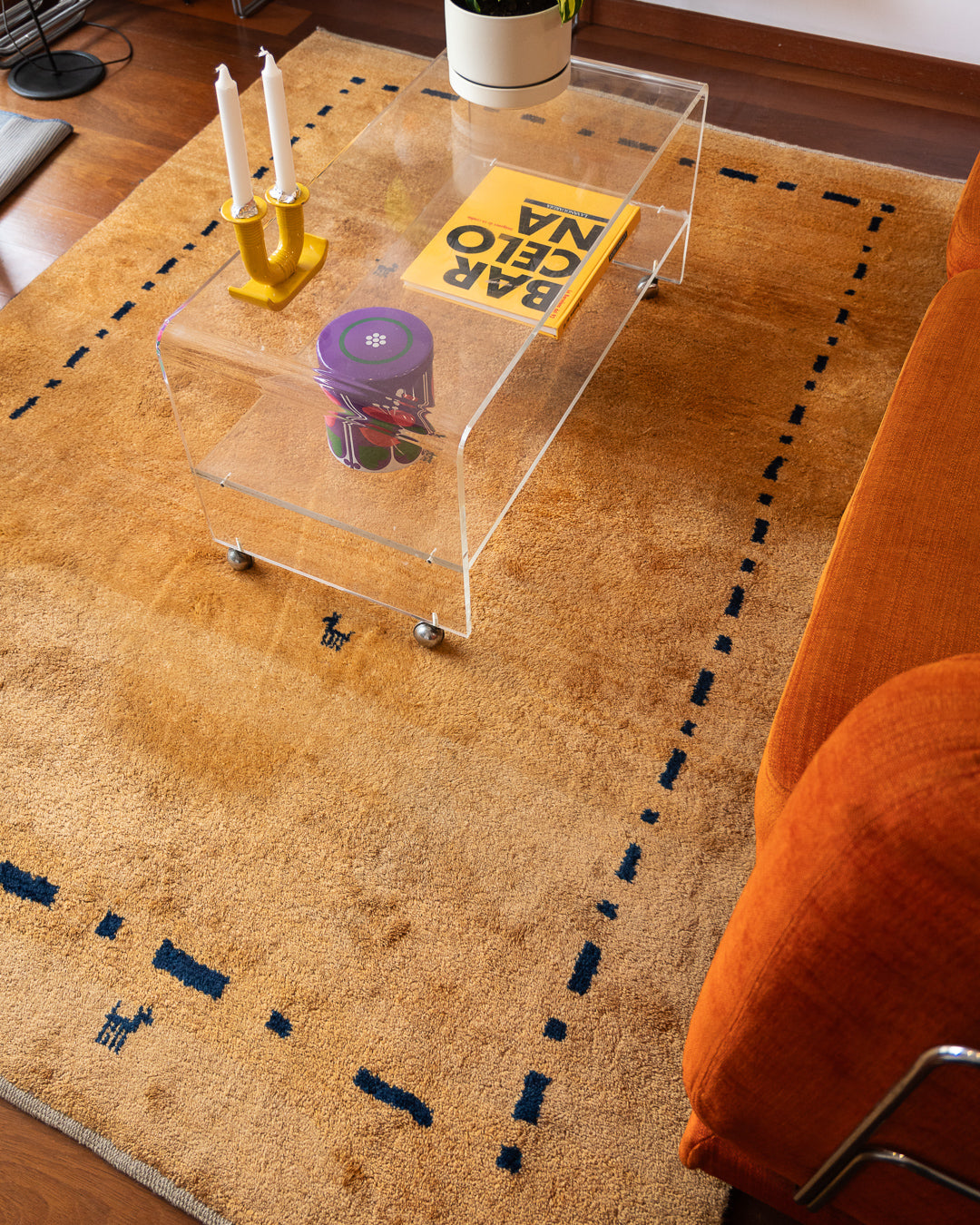 Vintage Handwoven Persian Gabbeh-Style Wool Rug