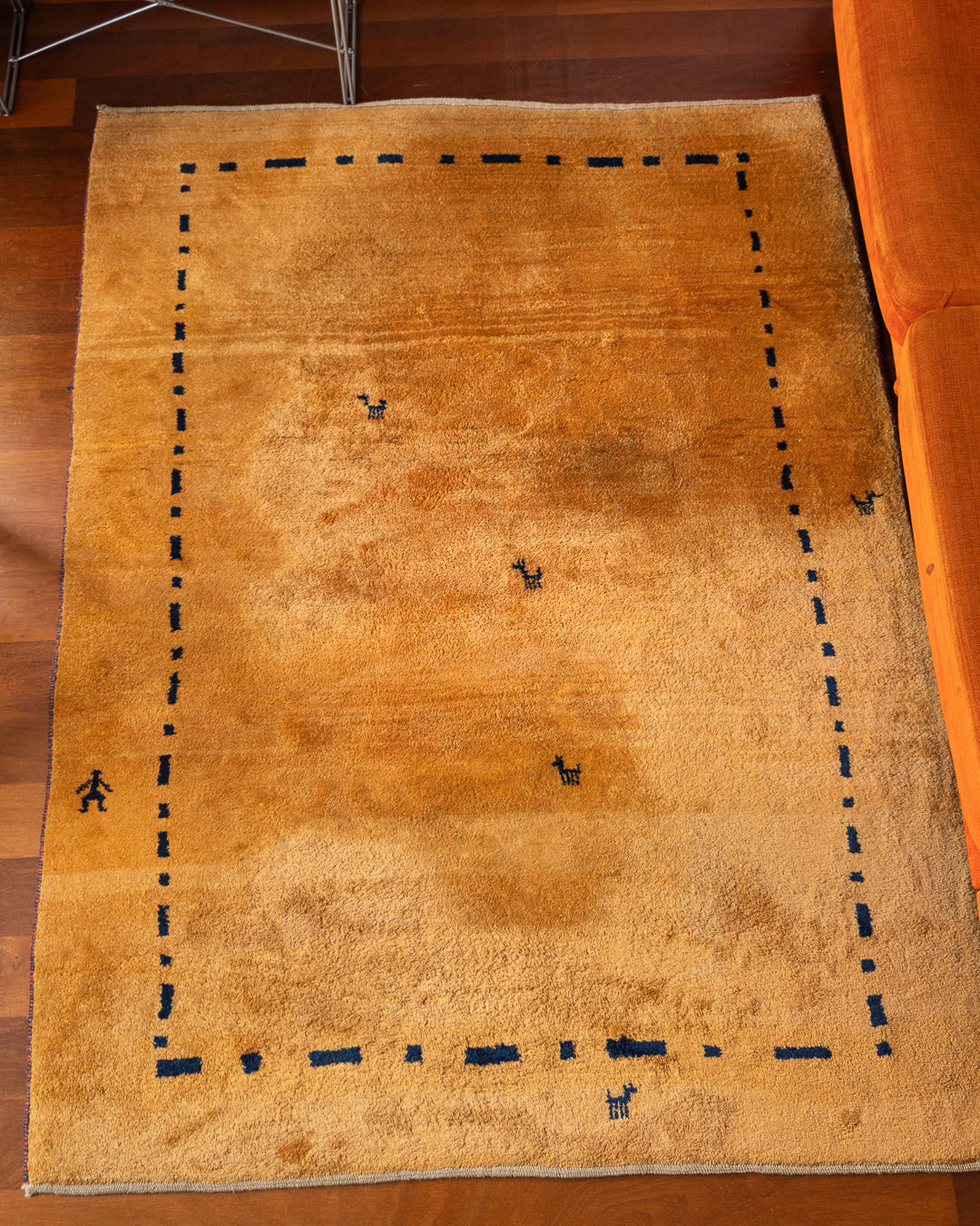 Vintage Handwoven Persian Gabbeh-Style Wool Rug