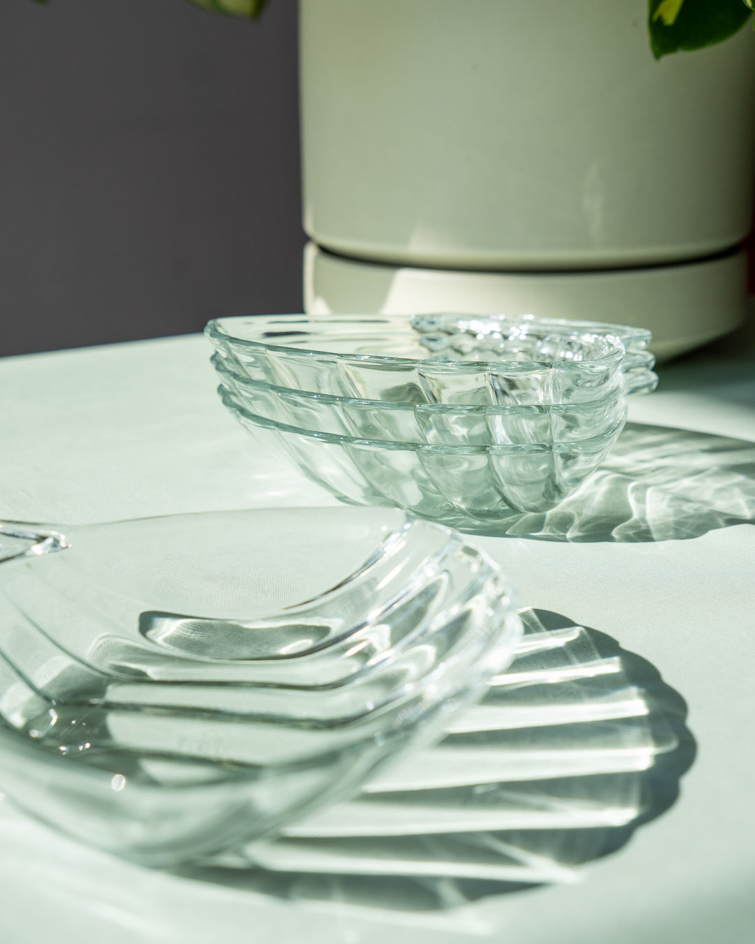 Vintage Sovirel glass shell plates set – made in France – Vecino Shop