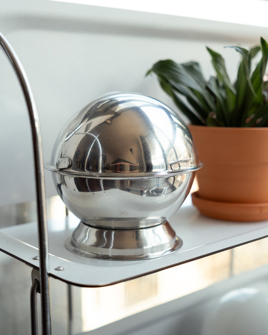 Vintage chrome spherical sugar bowl in Space Age style – Vecino Shop