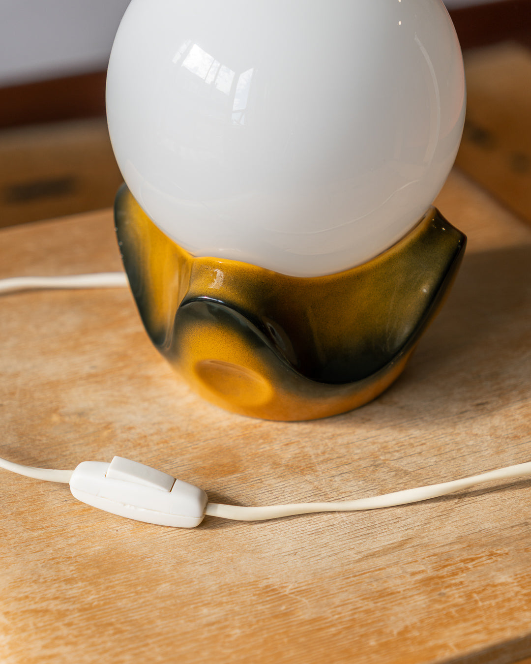 Vintage Space Age opalina glass Table Lamp set with ceramic base – Vecino Shop